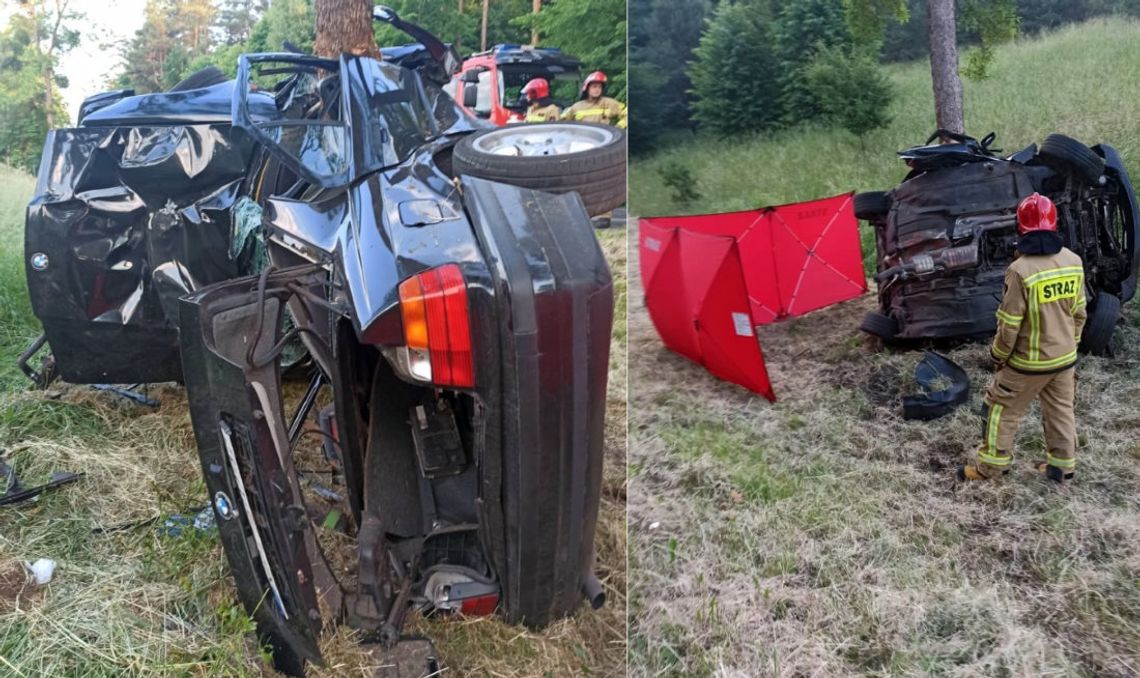 Auto wypadło z drogi i zawinęło się wokół drzewa. W wypadku zginęła ciężarna 26-latka