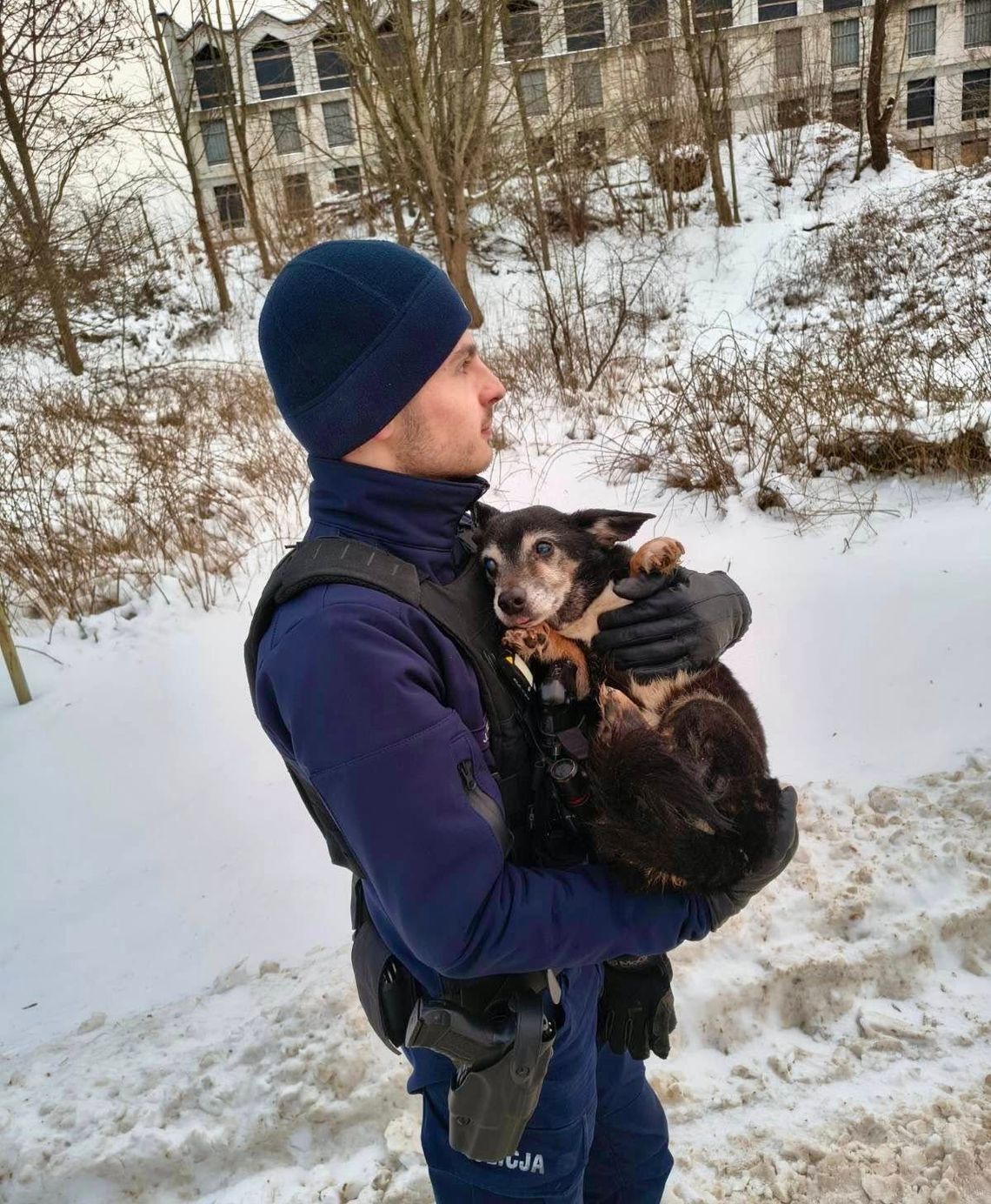 Bohaterska akcja policjanta. Uratował psa uwięzionego w betonowym kanale
