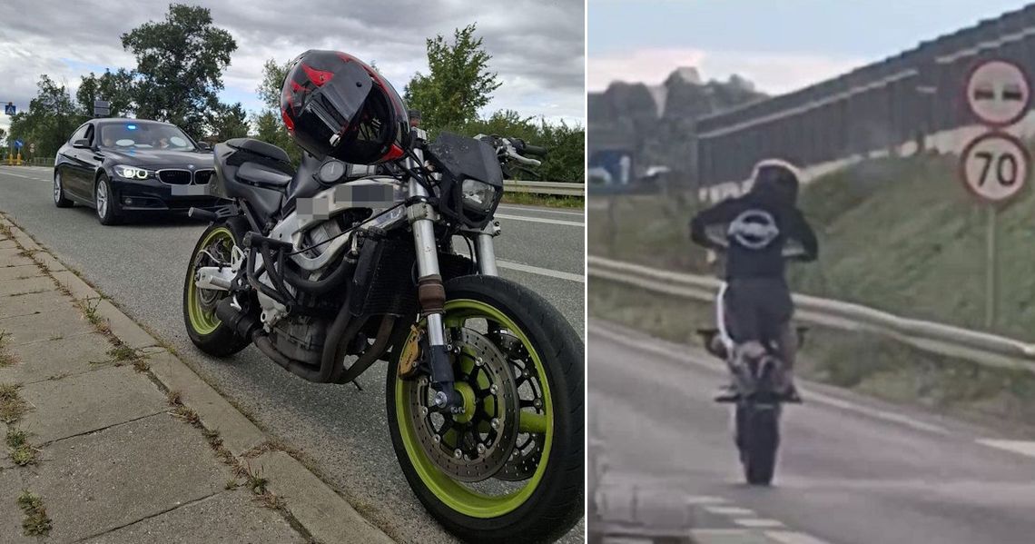 Chciał popisać się jazdą na jednym kole, nie zauważył policji. Grozi mu 30 tysięcy złotych grzywny