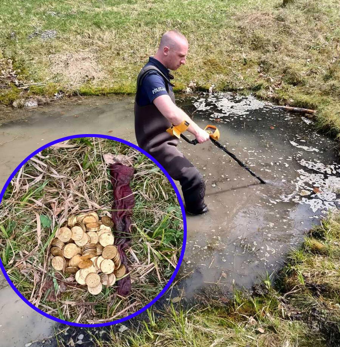 Chłopcy ukradli cenne monety i ukryli je w sadzawce. Matka jednego z nich odpowie za paserstwo
