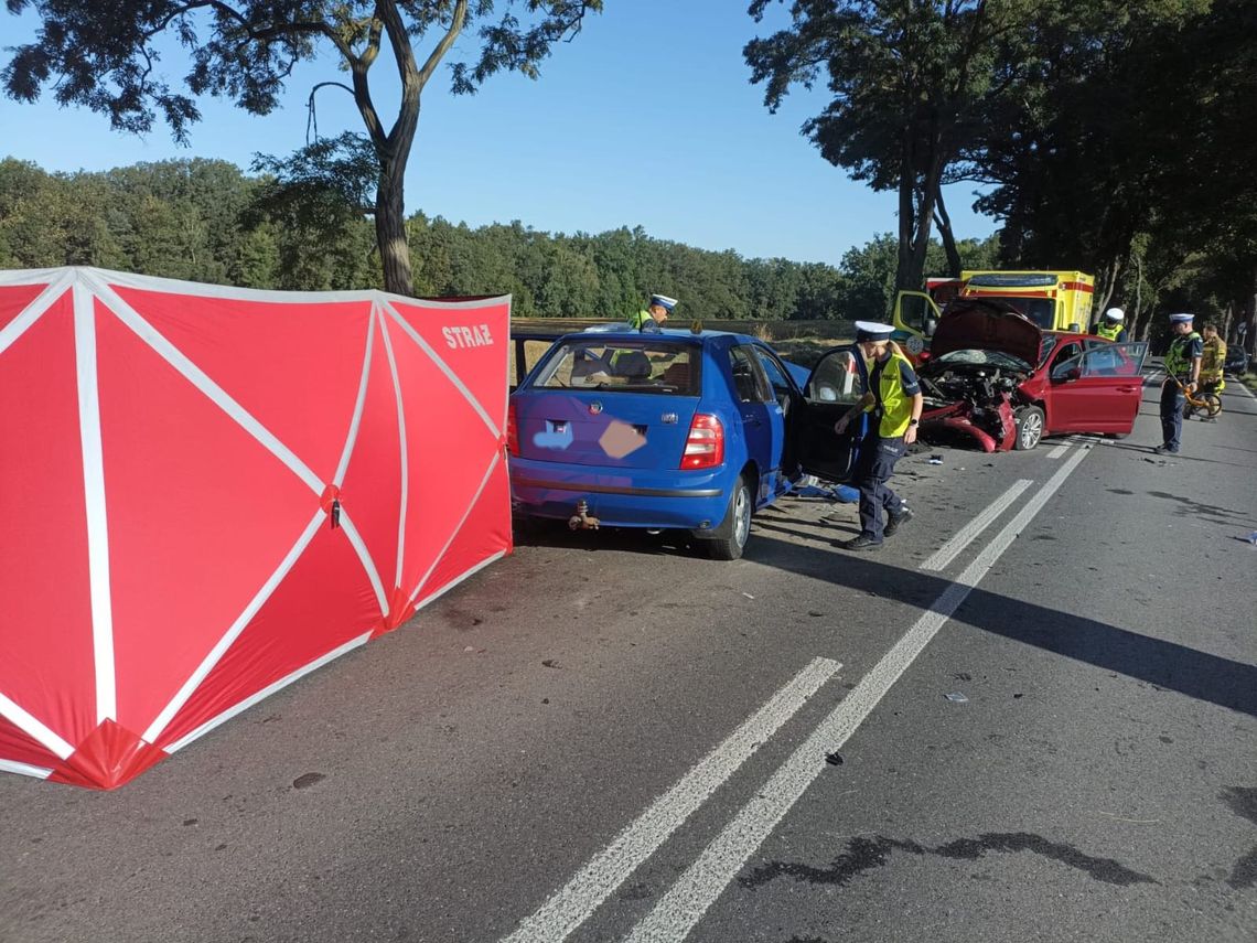 Czołowe zderzenie dwóch osobówek na Opolszczyźnie. Zginęła kobieta, dwie osoby są ranne