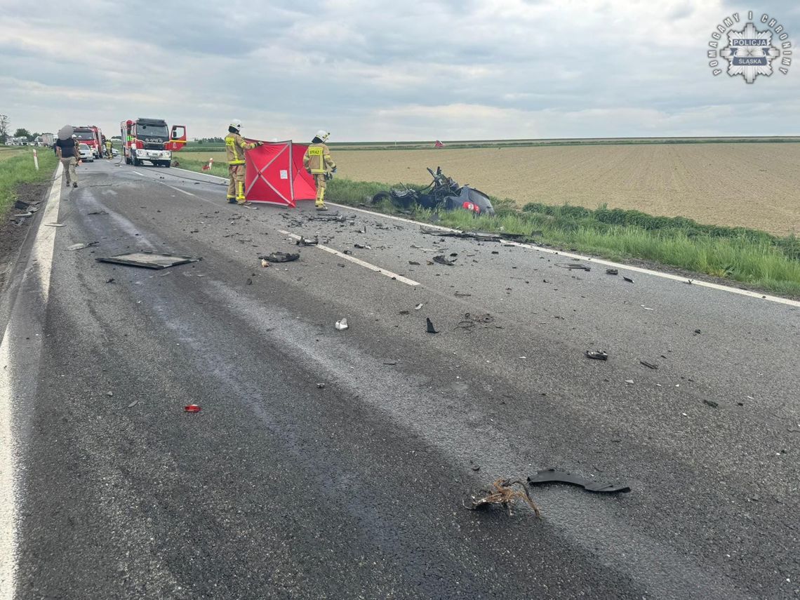 Czołowe zderzenie osobówki i samochodu ciężarowego. Kierowca zginął na miejscu
