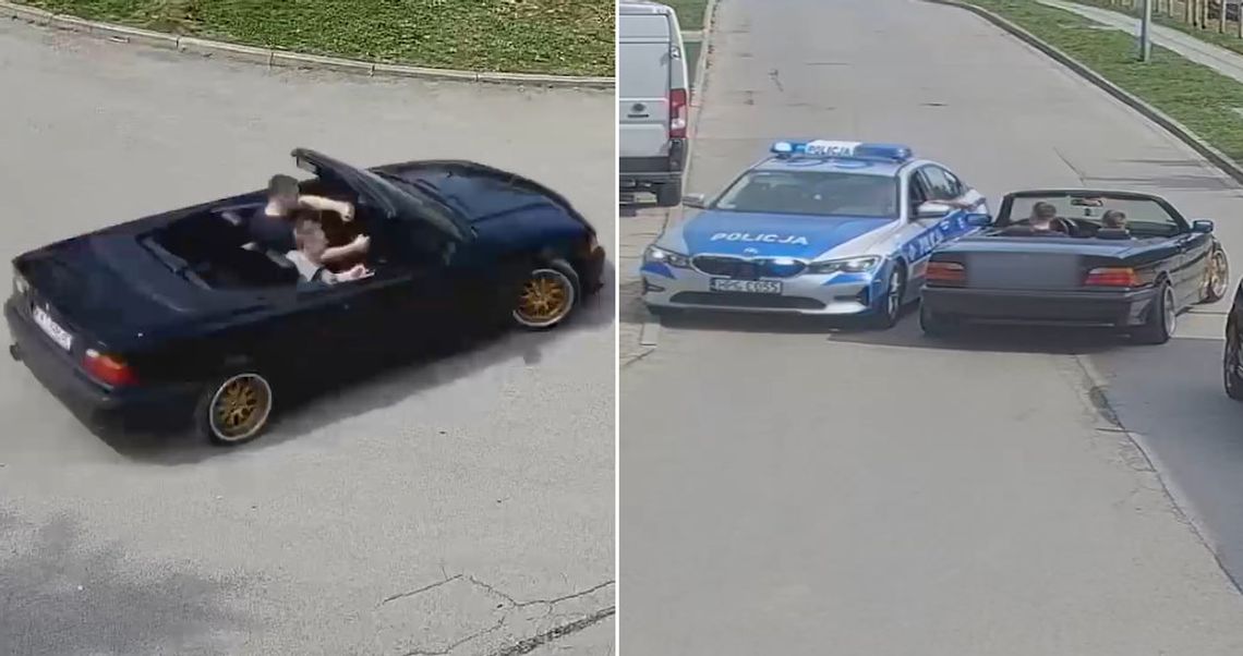 Driftowanie BMW zakończył przed radiowozem. Popisy kosztowały go 5 tysięcy złotych [WIDEO]