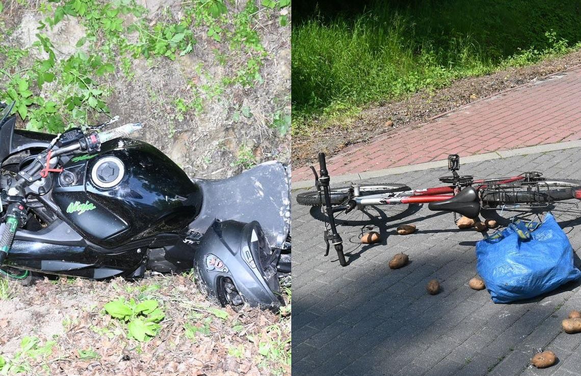 Fatalne skutki zderzenia motocyklisty z rowerzystą. Pierwszy wyprzedzał, drugi chciał skręcić