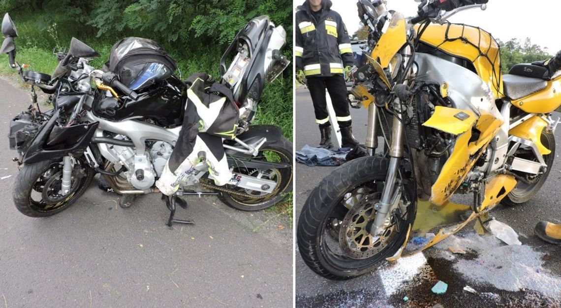 Fatalny wypadek motocyklistów. Ciągnik z przyczepą zajechał im drogę. ZDJĘCIA