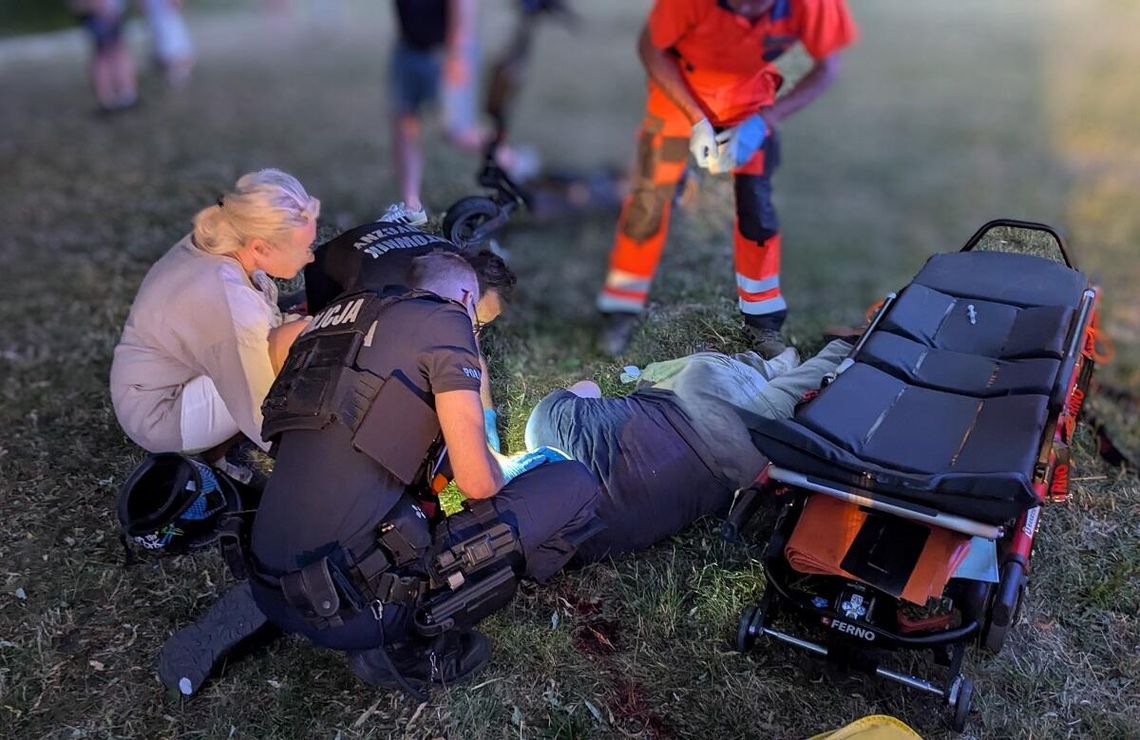 Groźny wypadek na hulajnodze elektrycznej. 28-latek po upadku stracił przytomność