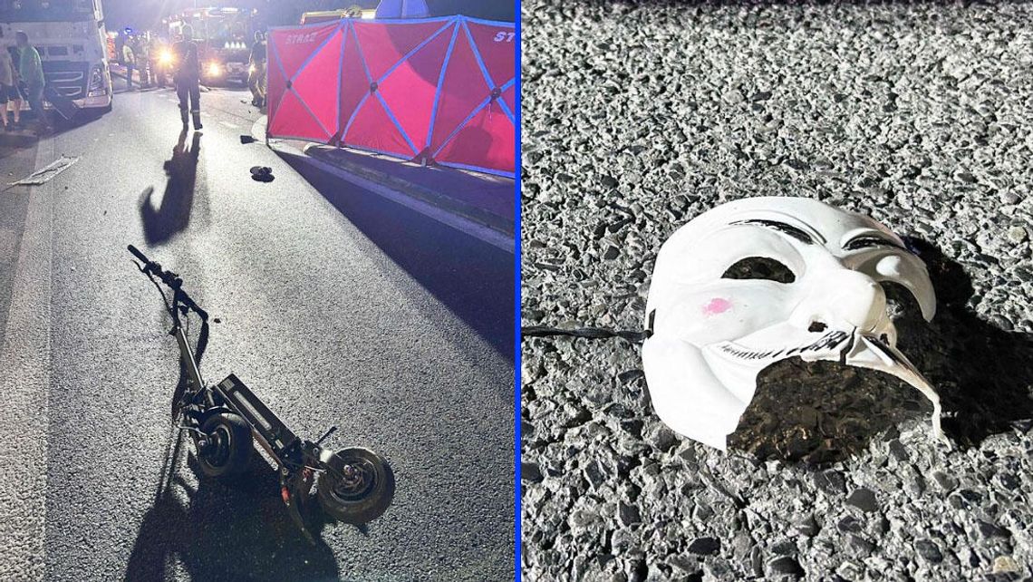 Jechali we dwóch na jednej hulajnodze elektrycznej. Mężczyźni zginęli po zderzeniu z tirem