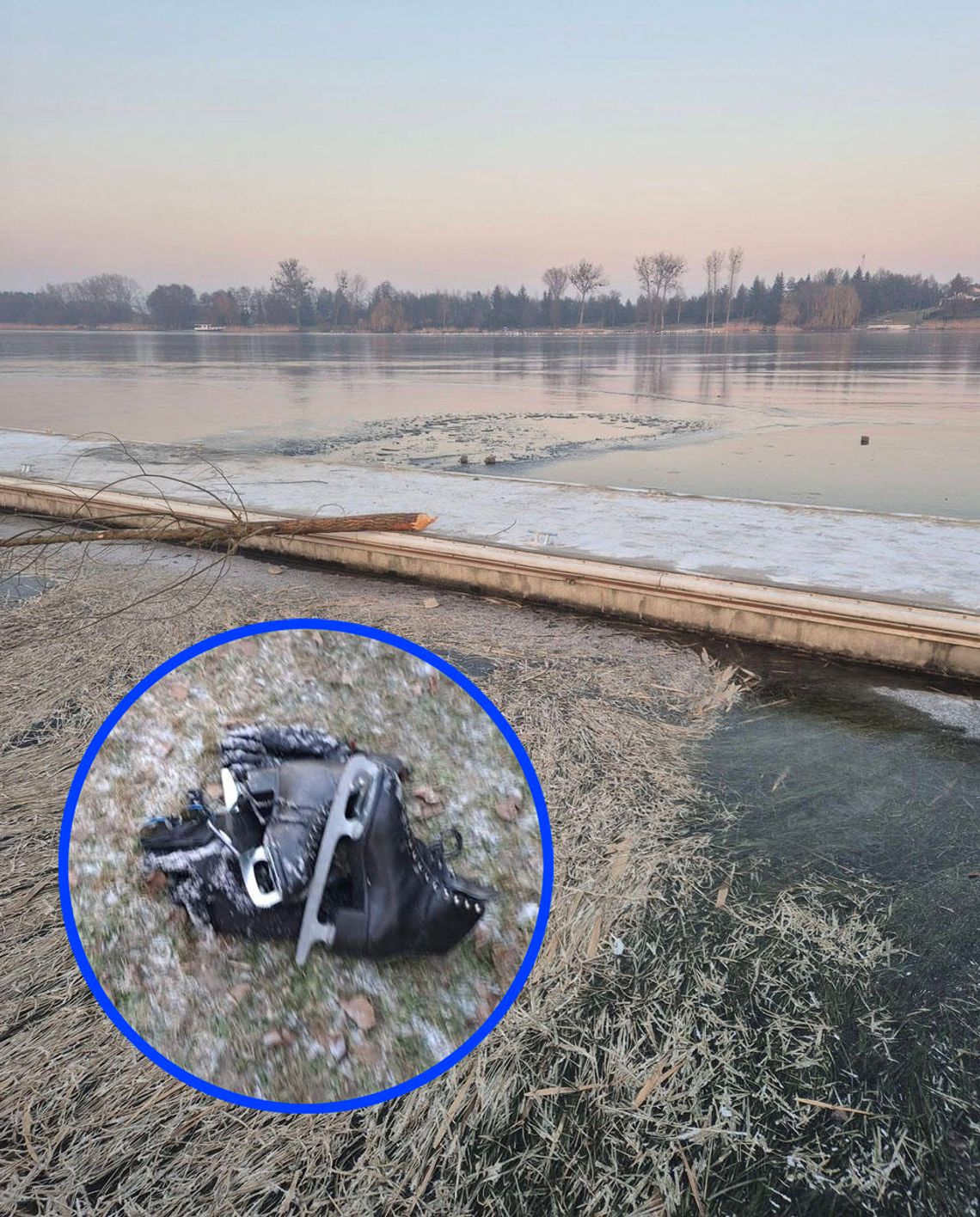 Jeździł na łyżwach po zamarzniętym jeziorze. Lód nie wytrzymał i mężczyzna wpadł do wody