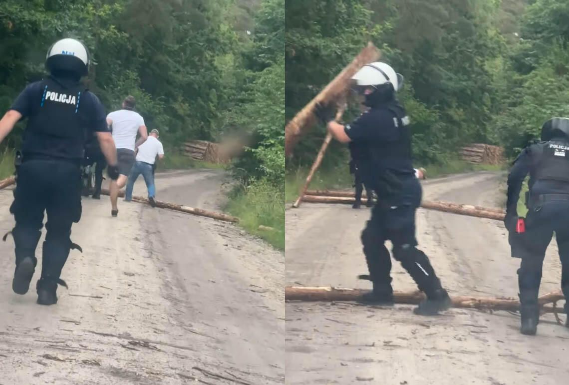 Kibole rozrzucili kłody na drodze, aby zablokować przejazd policji. Szykowali się do ataku na "wrogą" ekipę