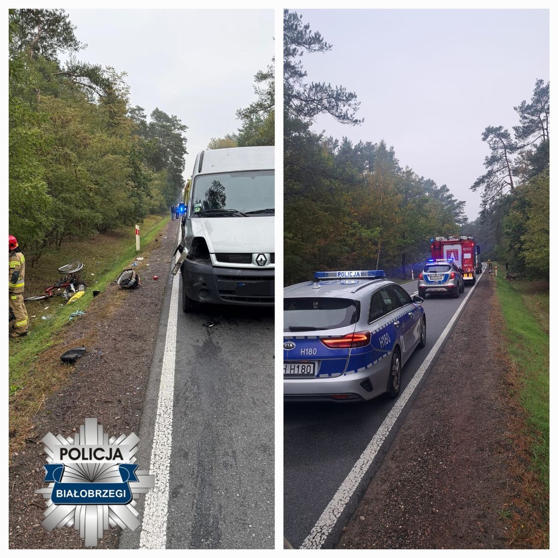 Kierowca dostawczaka wjechał w rowerzystkę na drodze krajowej. Kobieta nie przeżyła wypadku