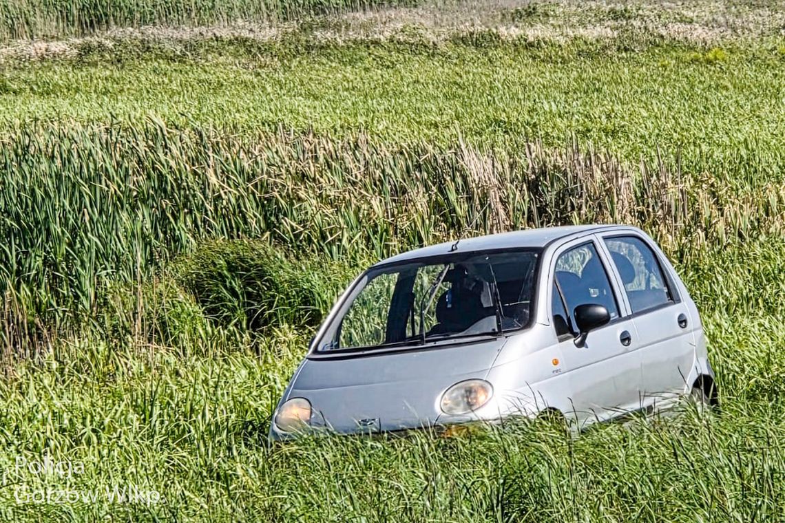 Kierowca matiza uciekał policji. Wjechał w zarośla i próbował ukryć się w trzcinie