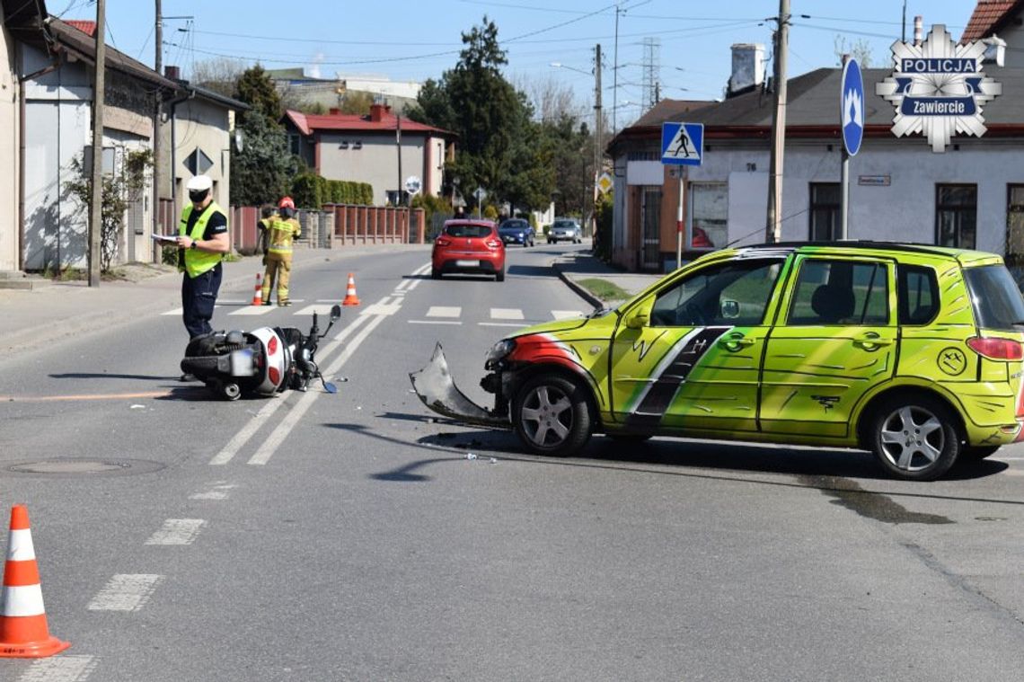Kierowca Mazdy wymusił pierwszeństwo motocykliście. W wypadku ranny został 37-letni mężczyzna