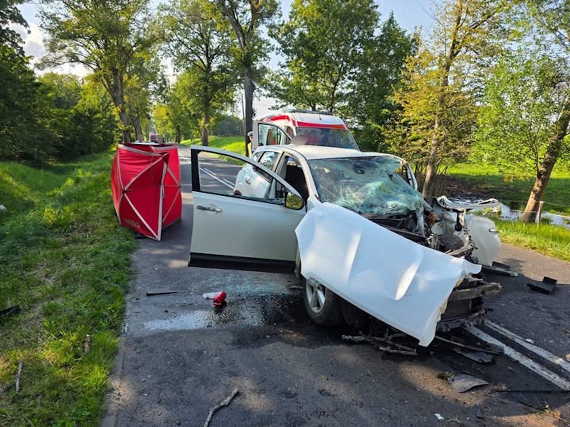 Kierowca nissana zjechał z drogi i uderzył w drzewo. Mężczyzna zginął na miejscu