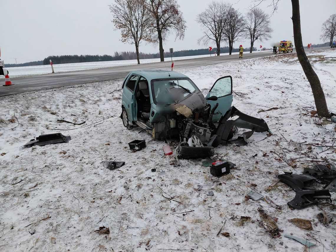 Fatalne skutki wypadku z udziałem lekkiego czterokołowca. Po uderzeniu w tył wypadł z drogi i rozbił się na drzewie Fatalne skutki wypadku z udziałem lekkiego czterokołowca. Po uderzeniu w tył wypadł z drogi i rozbił się na drzewie