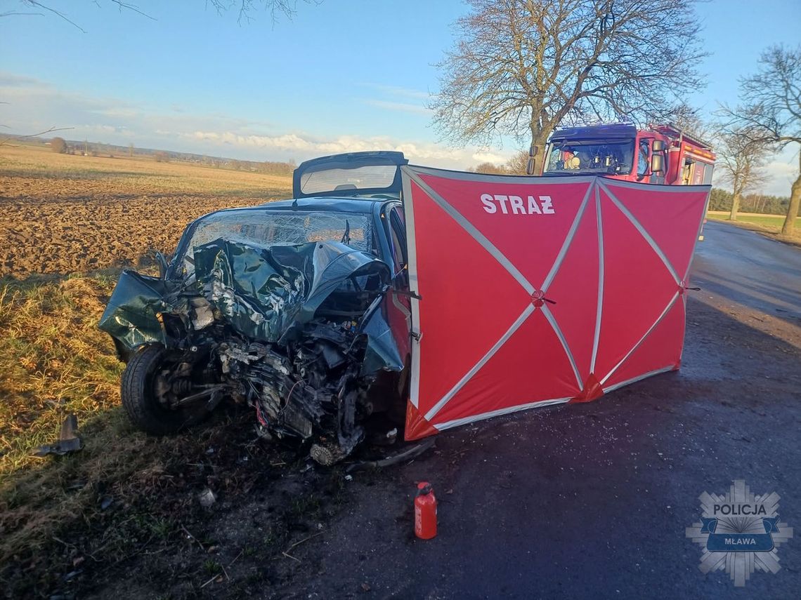 Kierująca hyundaiem wpadła w poślizg i uderzyła w drzewo. Kobieta zginęła na miejscu