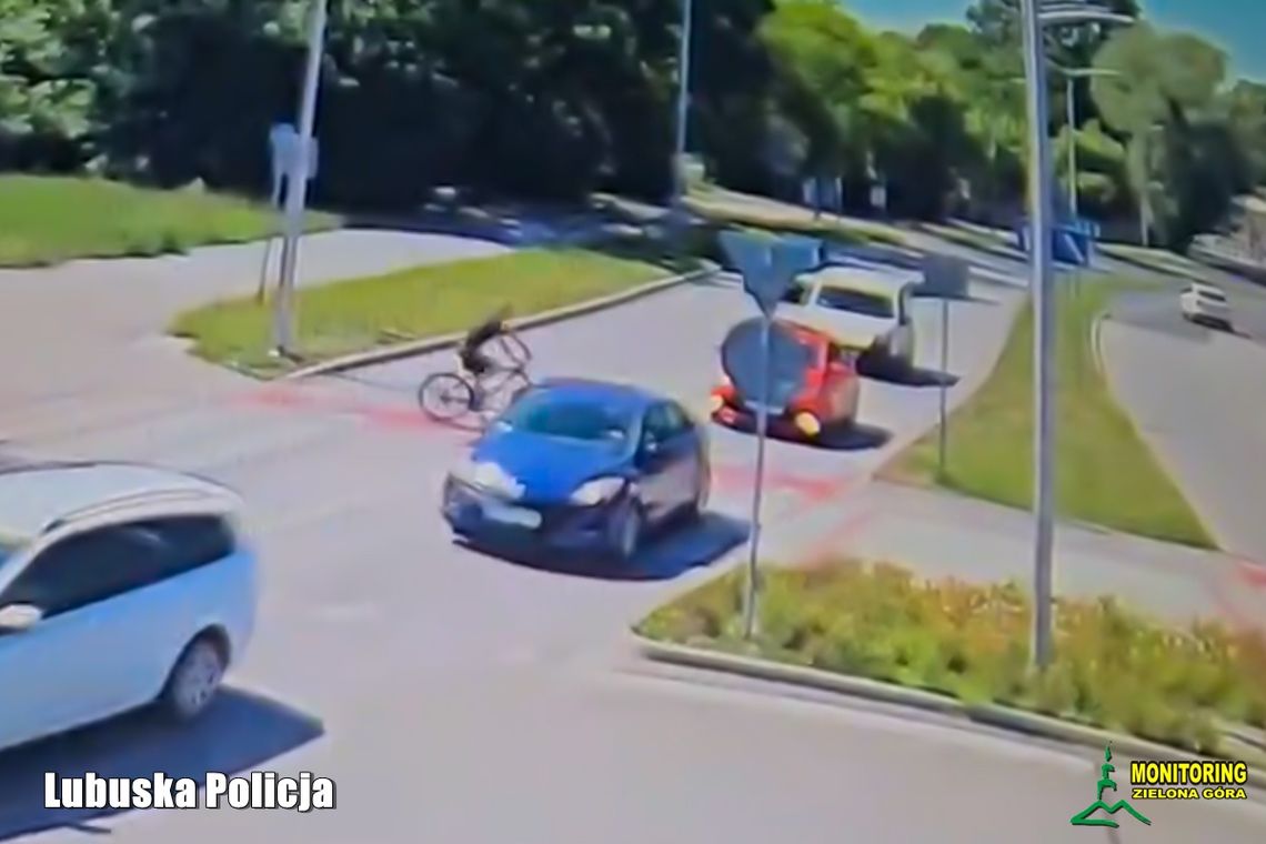 Kobieta tłumaczyła, że to nie jej wina. Policjanci obejrzeli nagranie. Doszło do kontaktu z rowerzystą