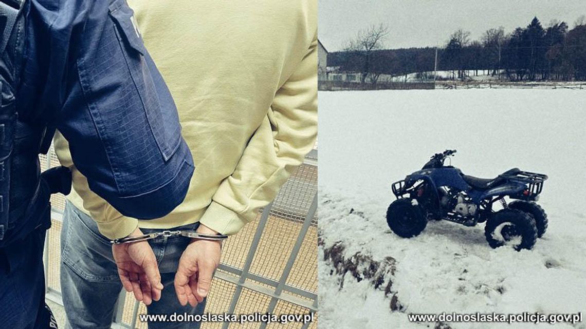 Kompletnie pijany 42-latek wziął psa na quada i wpadł do rowu. W trakcie zatrzymania dostał ataku szału