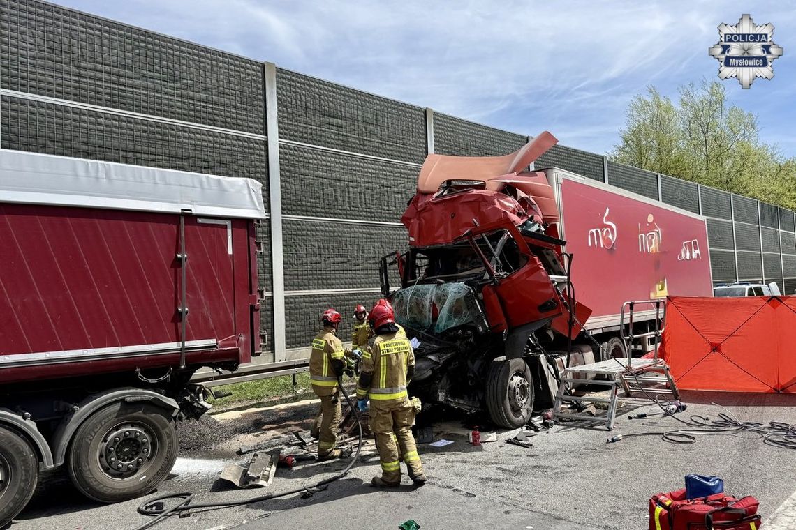 Koszmarny wypadek na S1. Kabina Mercedesa zmiażdżona, kierowca w stanie ciężkim