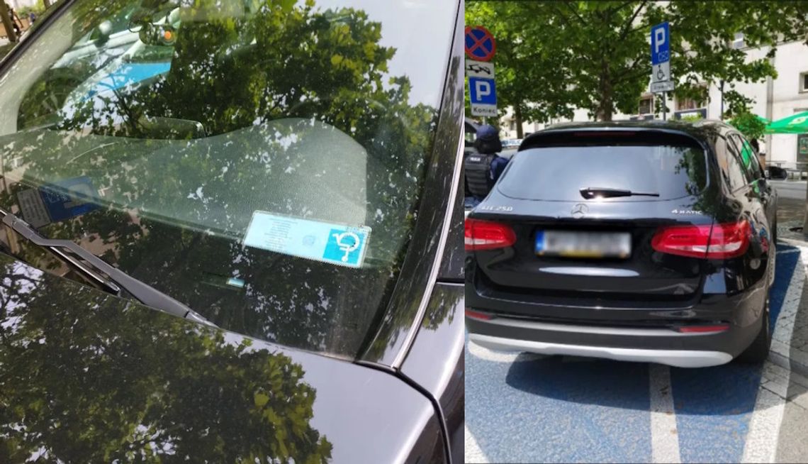 Luksusowy mercedes bez badań, za to z kserem karty parkingowej. Kierowca odmówił przyjęcia mandatu