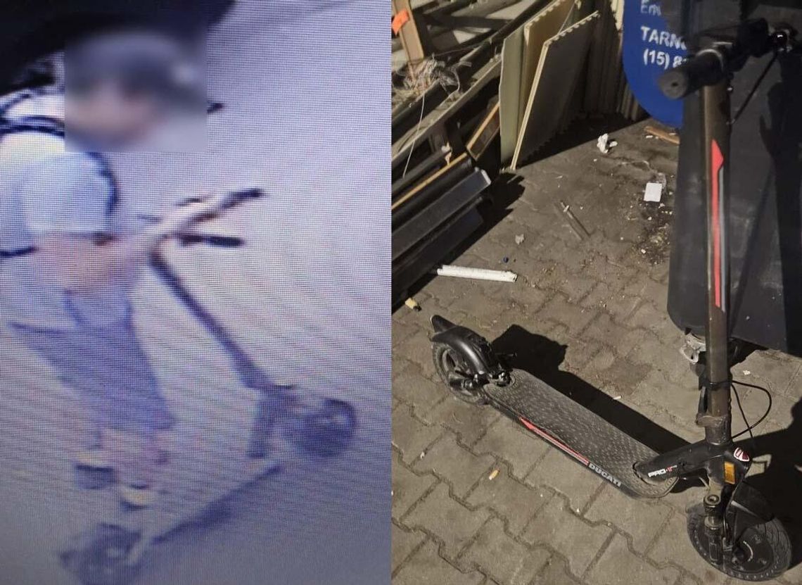 Mężczyzna z hulajnogą schował się za śmietnikiem. Okazało się, że ukradł ją dzień wcześniej i jeździł rozładowaną
