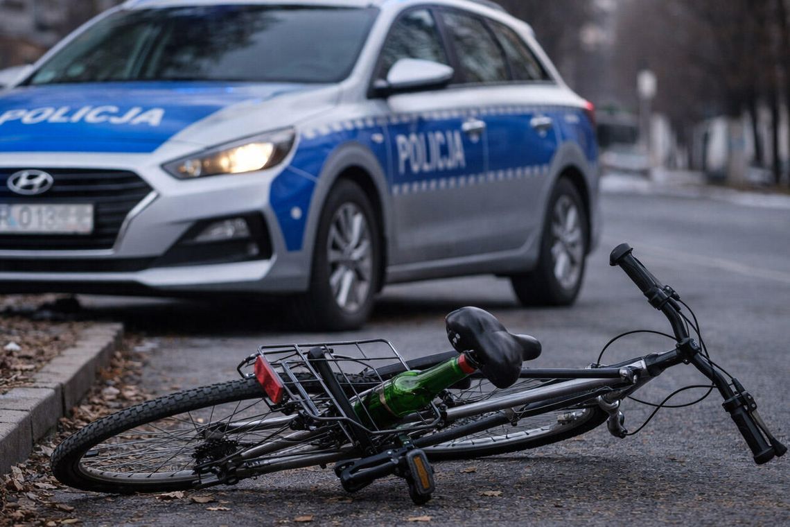 Miał 4,5 promila i jechał do sklepu całą szerokością drogi. Rowerzystę zatrzymała policja Miał 4,5 promila i jechał do sklepu całą szerokością drogi. Rowerzystę zatrzymała policja