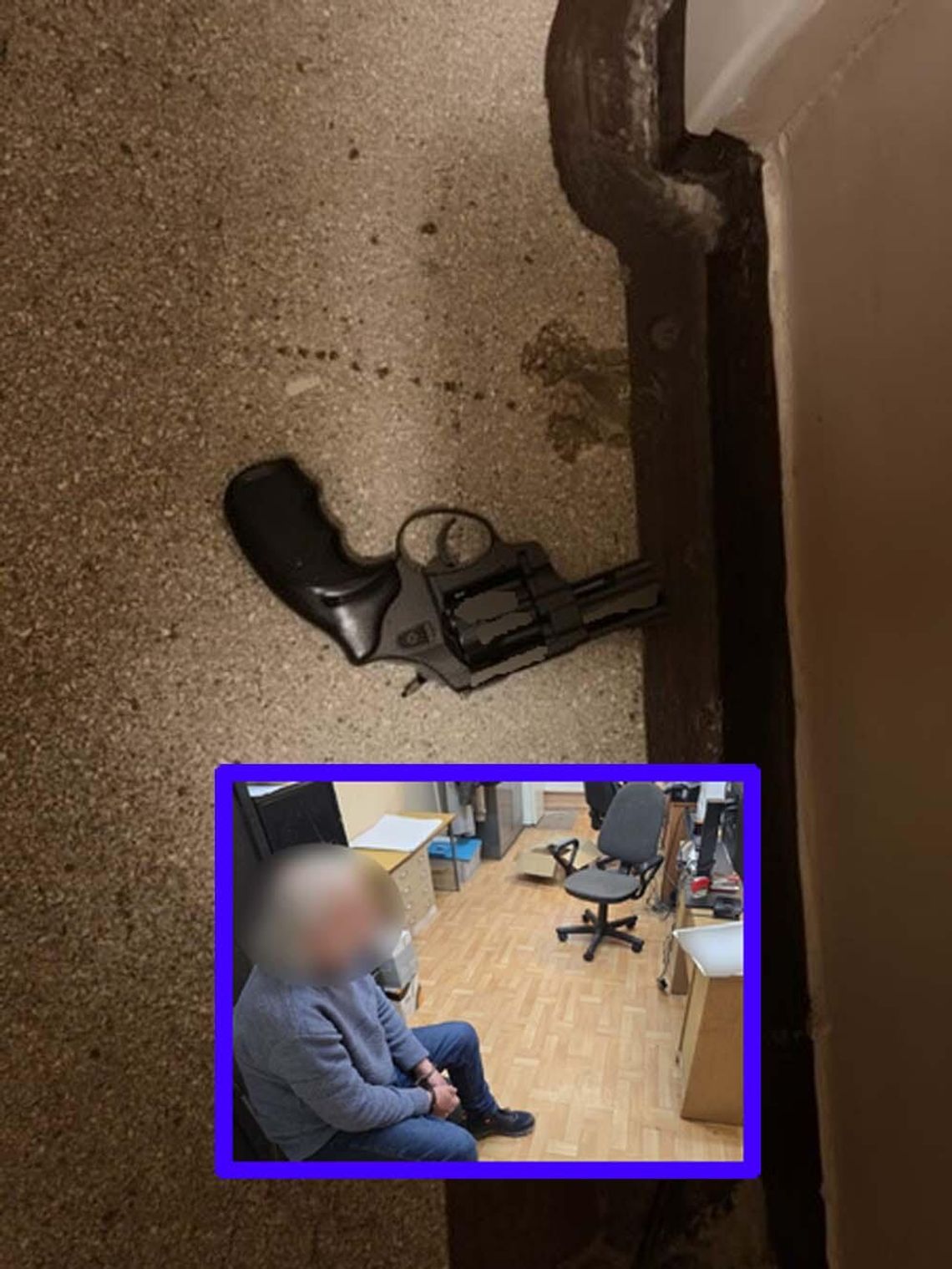 Miał rewolwer i groził kobiecie. Mężczyzna wycelował w interweniującego policjanta