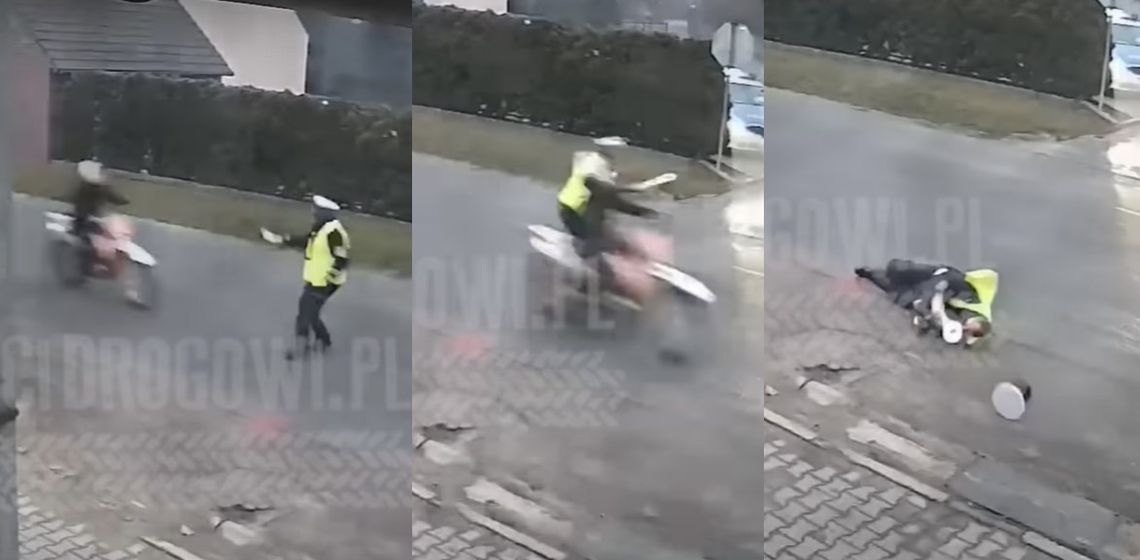 Motocyklista potrącił policjanta drogówki podczas próby zatrzymania do kontroli. Jest poszukiwany