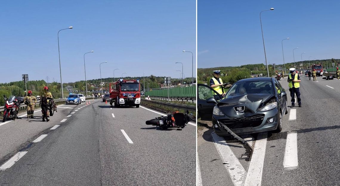 Motocyklista ranny po wypadku na obwodnicy Elbląga. Wjechał w niego 82-letni kierowca