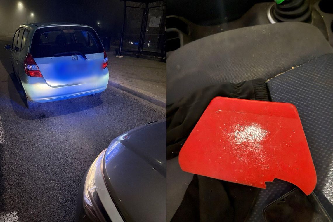 Na skrobaczce był biały proszek. Narkotester wykazał, że kierowca zażywał amfetaminę Na skrobaczce był biały proszek. Narkotester wykazał, że kierowca zażywał amfetaminę