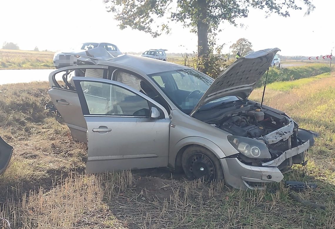 Opel wypadł z drogi i uderzył w drzewo. Kierująca pojazdem zmarła w wyniku poniesionych obrażeń