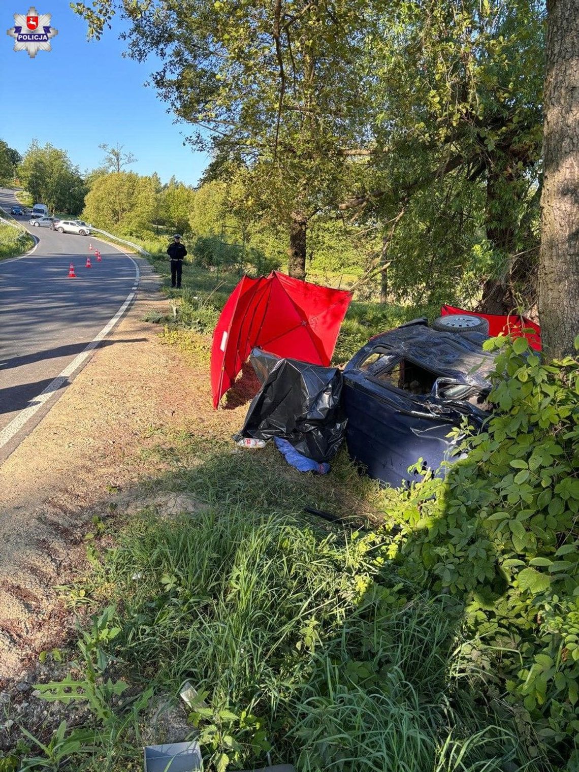 Opel z nieustalonych przyczyn zjechał z drogi i uderzył w drzewo. Kierowca zginął na miejscu [FOTO]