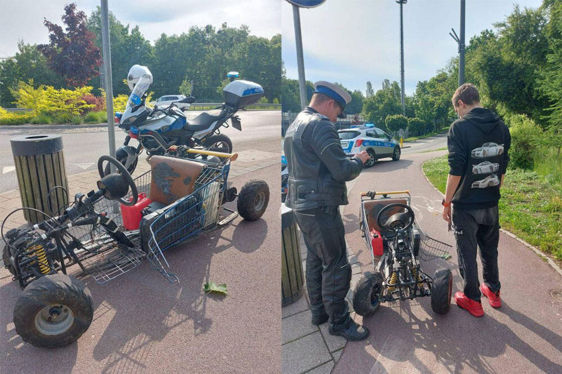 Pędził przez miasto turbo wózkiem sklepowym. 19-latek sam go skonstruował