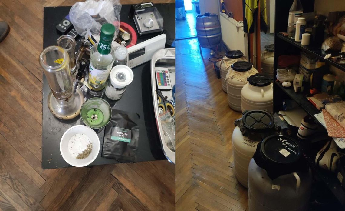 Pędzili bimber w mieszkaniach i mieli zioło. Policja zatrzymała dwóch mężczyzn