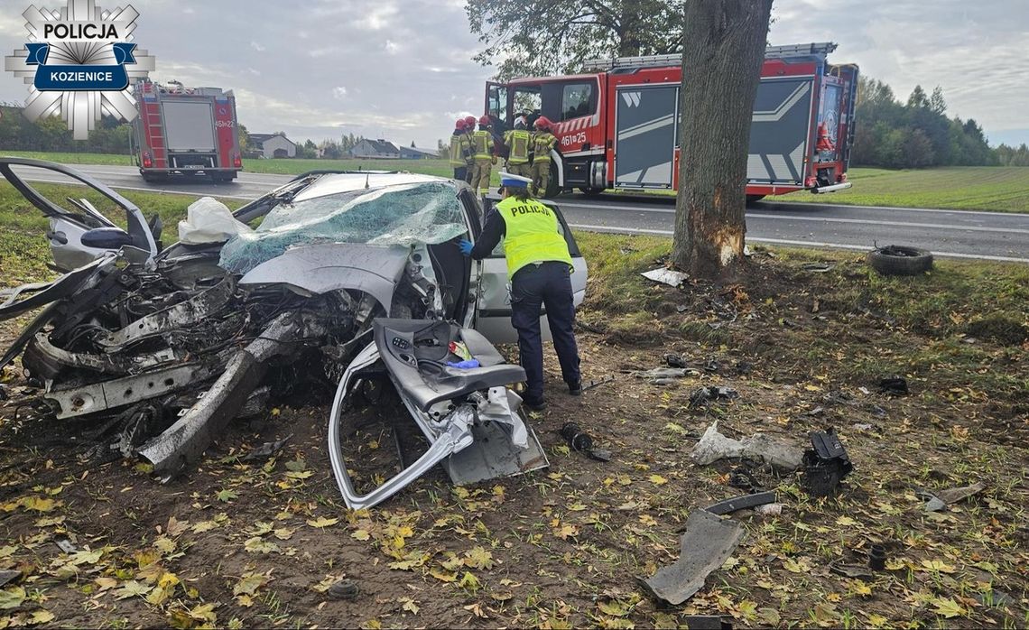 Pijany kierowca forda uderzył w drzewo i wpadł do rowu. Ciężko ranna została 20-letnia pasażerka