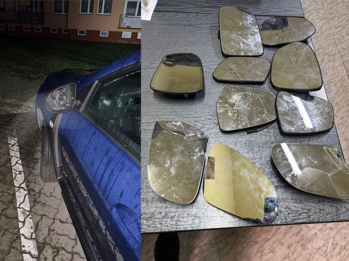 Pijany kierowca miał torbę pełną lusterek. Wyrwał je z samochodów