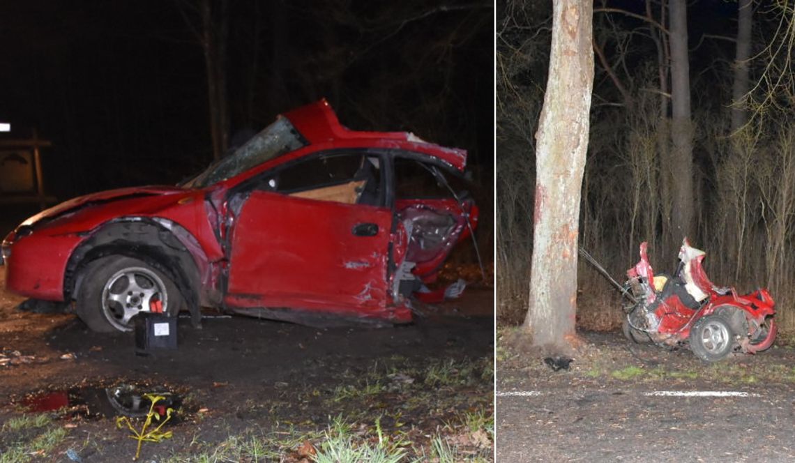 Po uderzeniu w drzewo auto rozpadło się na dwie części. Kierowca zginął na miejscu