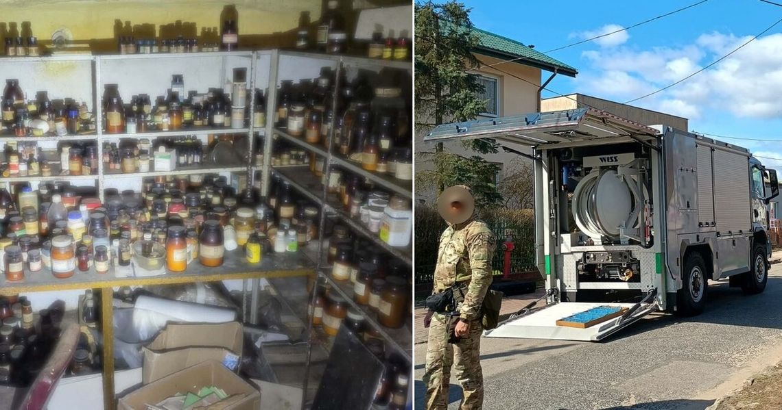 Podczas sprzątania odkryła chemiczny "skarb" zmarłego męża. Ewakuowano blok i zamknięto całą ulicę