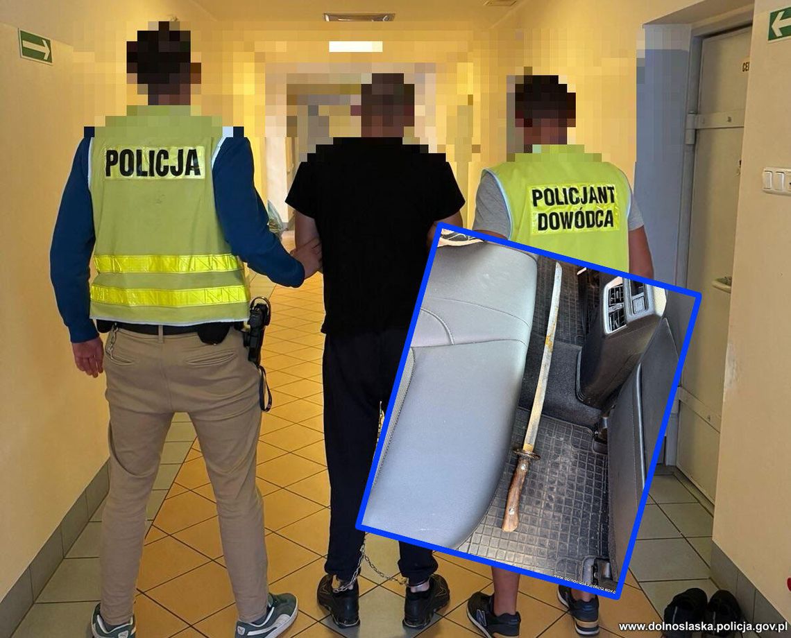 Podpalił samochód, apotem zaatakował policjantów mieczem samurajskim