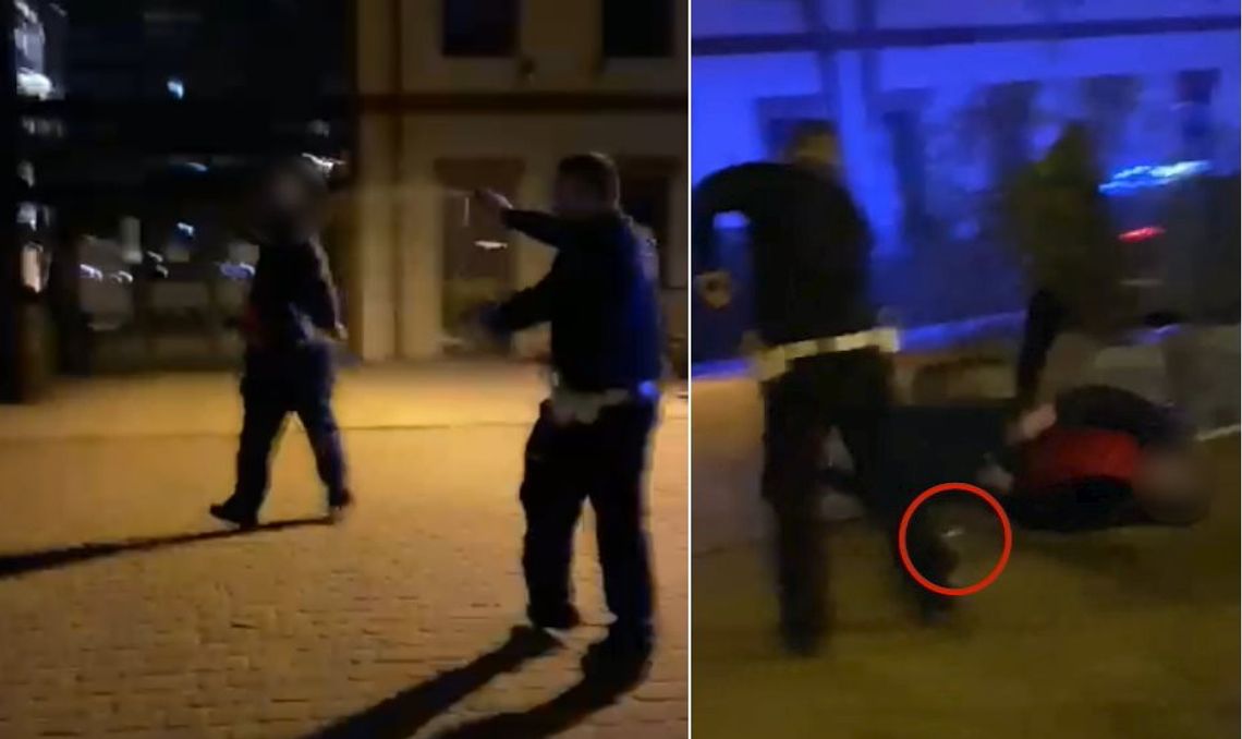 Policjant postrzelił mężczyznę, który chciał zaatakować go stłuczoną butelką [WIDEO]