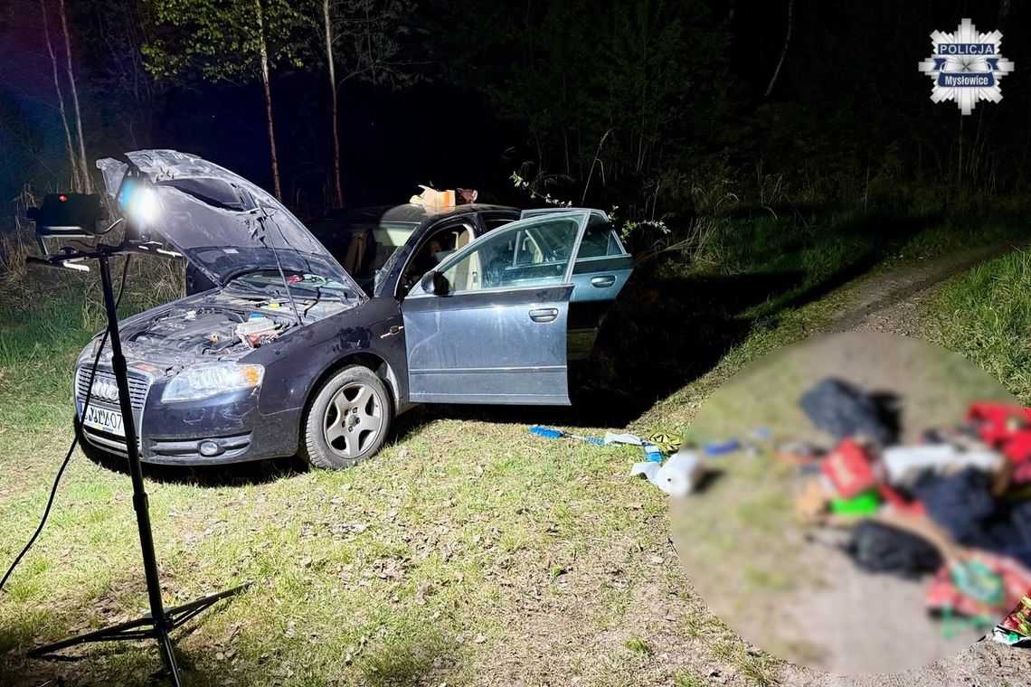 Porzucił auto przy torach kolejowych. W środku były podejrzane przedmioty