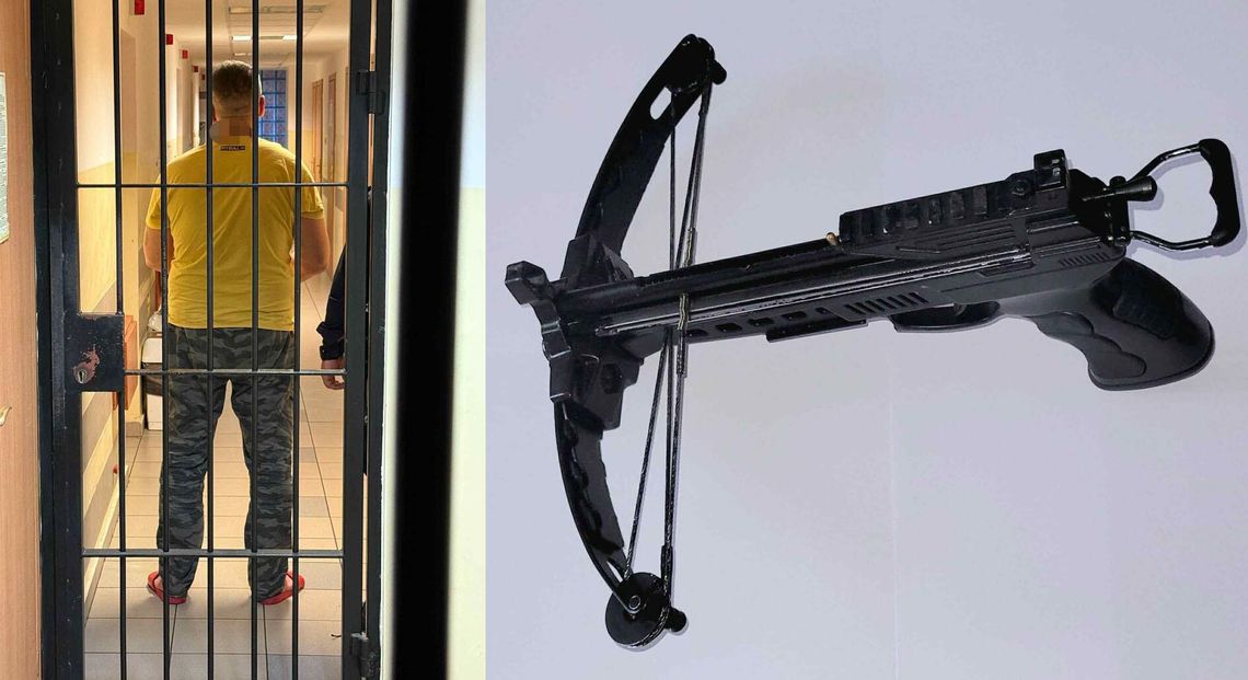 Poszukiwany mężczyzna chodził z kuszą. Nie miał na nią pozwolenia, więc grożą mu kolejne zarzuty Poszukiwany mężczyzna chodził z kuszą. Nie miał na nią pozwolenia, więc grożą mu kolejne zarzuty