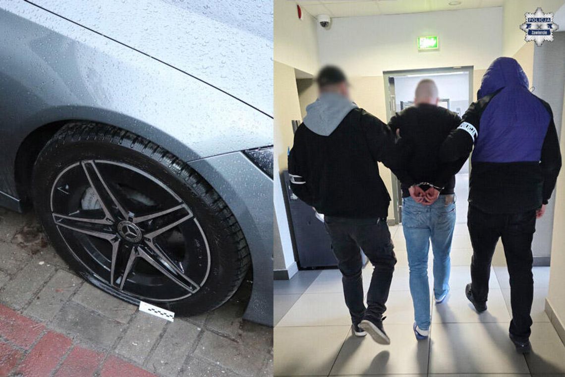 Przebił opony w 13 autach. Policja zatrzymała 27-latka. To nie pierwszy raz, gdy zniszczył czyjąś własność