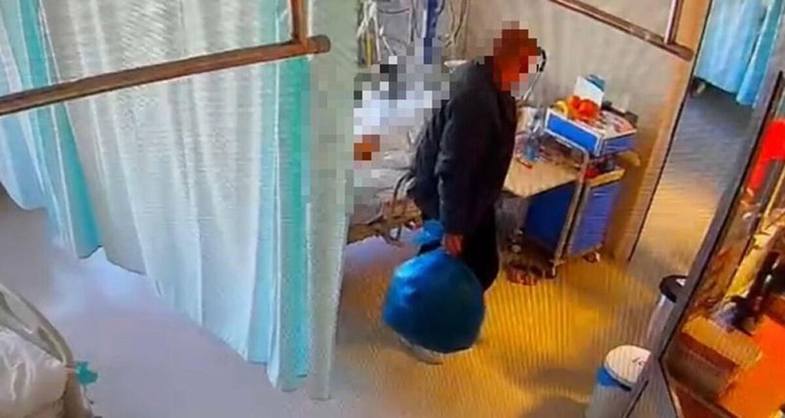 Przyszedł odwiedzić żonę w szpitalu, okradł pacjentkę z łóżka obok. Wszystko się nagrało