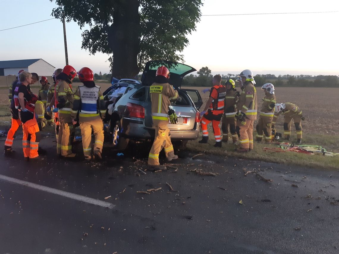 Rozpędzony peugeot uderzył w drzewo. Zginął 33-letni kierowca i 35-letnia pasażerka [FOTO]