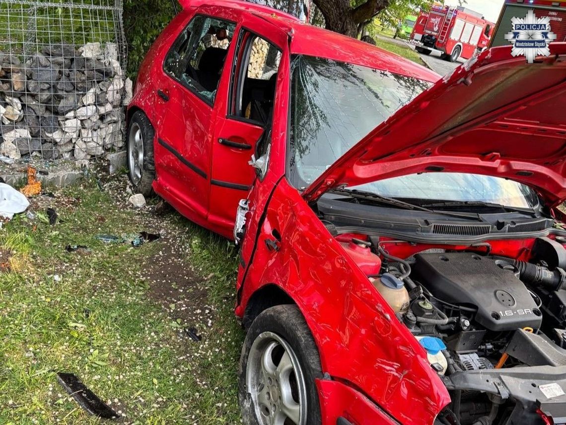 Roztrzaskał Volkswagena o drzewo. 10-latka w ciężkim stanie zabrana do szpitala śmigłowcem LPR