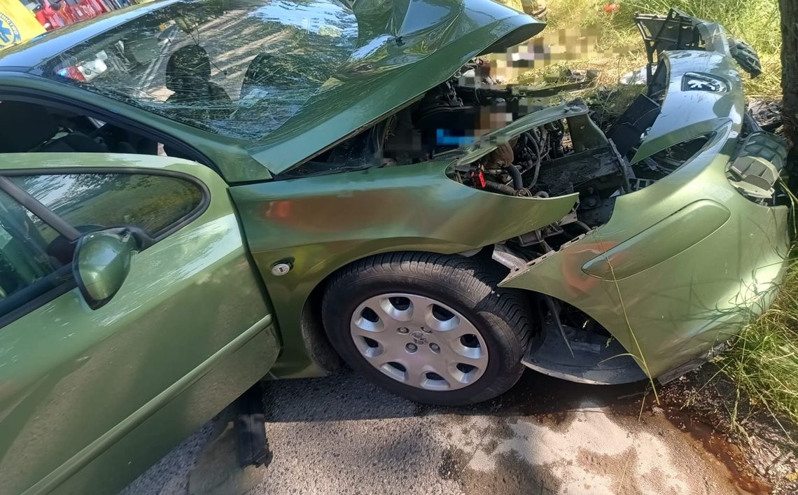 Samochód wypadł z drogi i uderzył w drzewo. Zginęła pasażerka, kierowca zabrany do szpitala