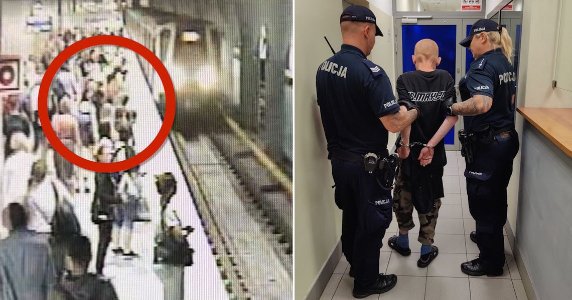 Sceny grozy w Warszawie. 42-latek próbował wepchnąć kobietę pod pociąg metra [WIDEO]