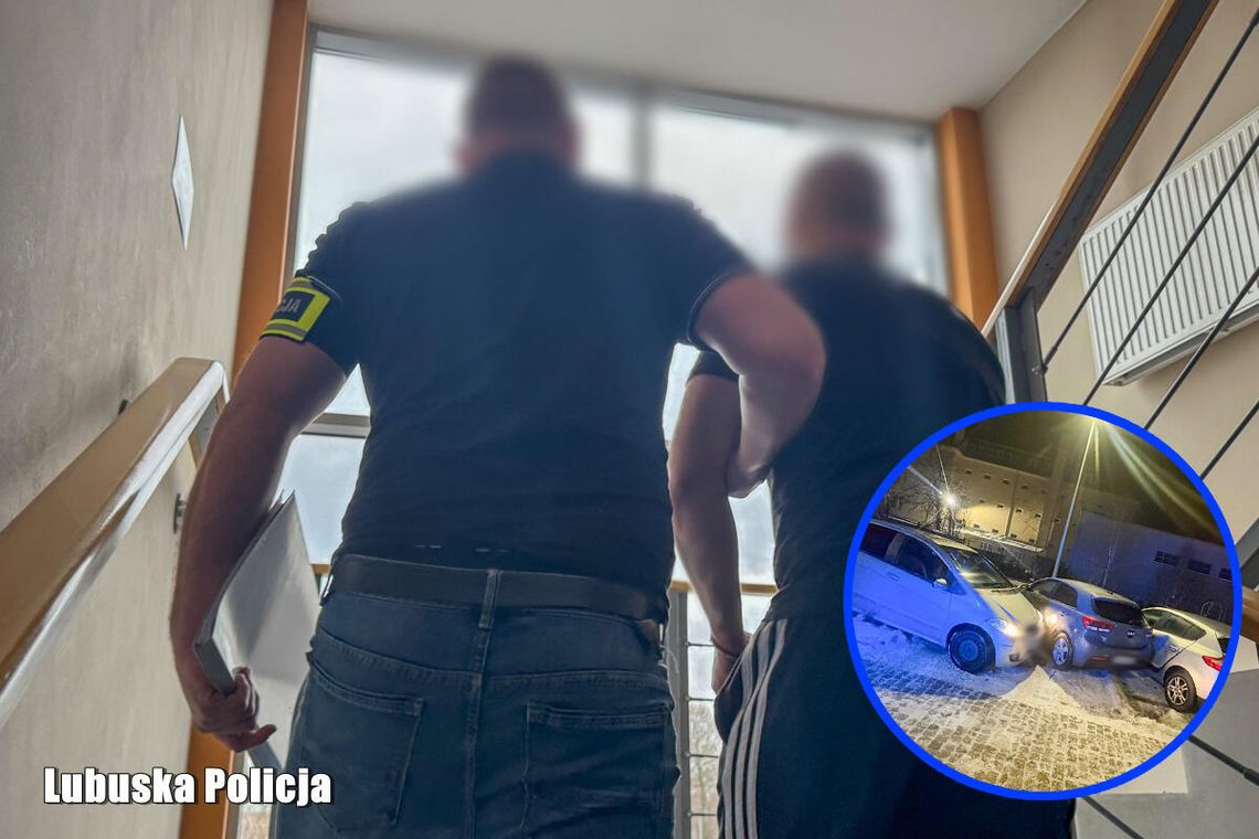 Ścigany 28-latek wyskoczył z jadącego auta, które uderzyło w zaparkowane samochody. Był po narkotykach
