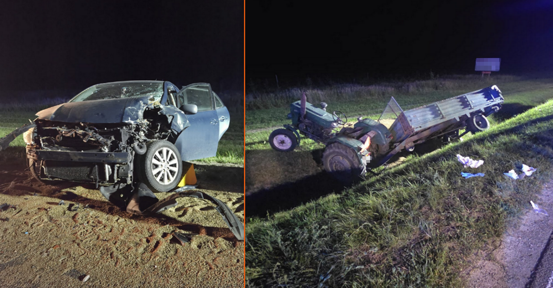 Siła uderzenia wyrzuciła mężczyznę z ciągnika. 35-latek w Toyocie się zagapił i w niego wjechał Siła uderzenia wyrzuciła mężczyznę z ciągnika. 35-latek w Toyocie się zagapił i w niego wjechał