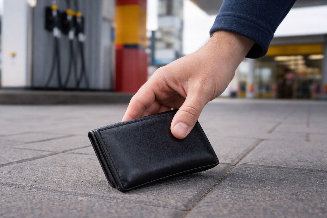 Skłamał, że to on jest właścicielem znalezionego portfela. Potem wyjął z niego pieniądze